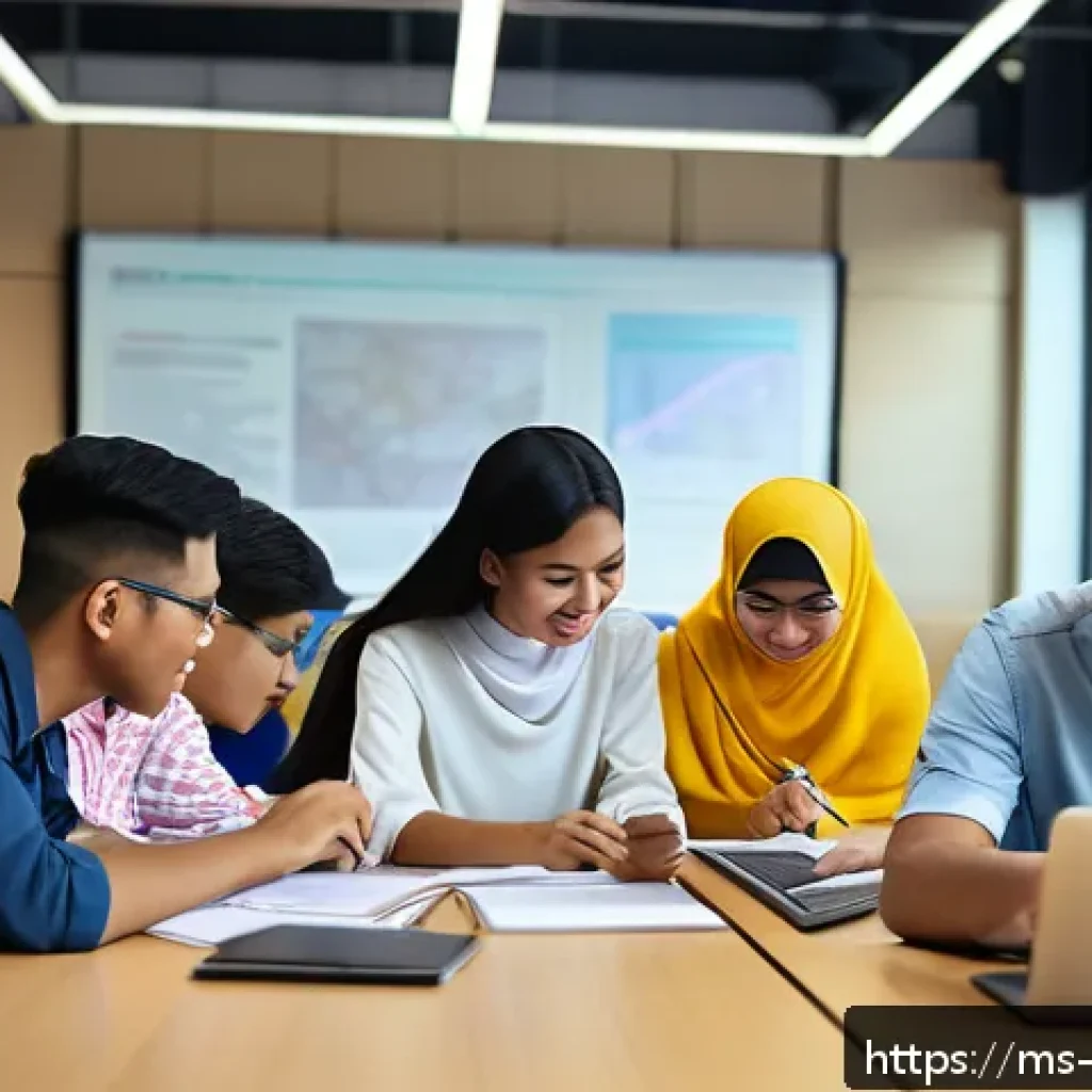 구전지식 기록법의 피드백 시스템 - A diverse group of Malaysian students engaged in a collaborative learning session in a modern classr...